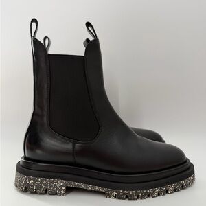 Dear Frances Tony Chelsea Specked Lug Sole Double Tab Leather Boots
